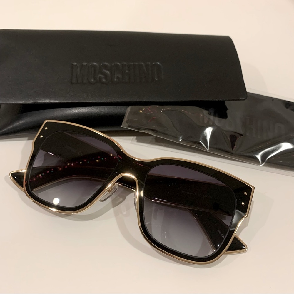 Moschino Black and Gold Cat-Eye Sunglasses